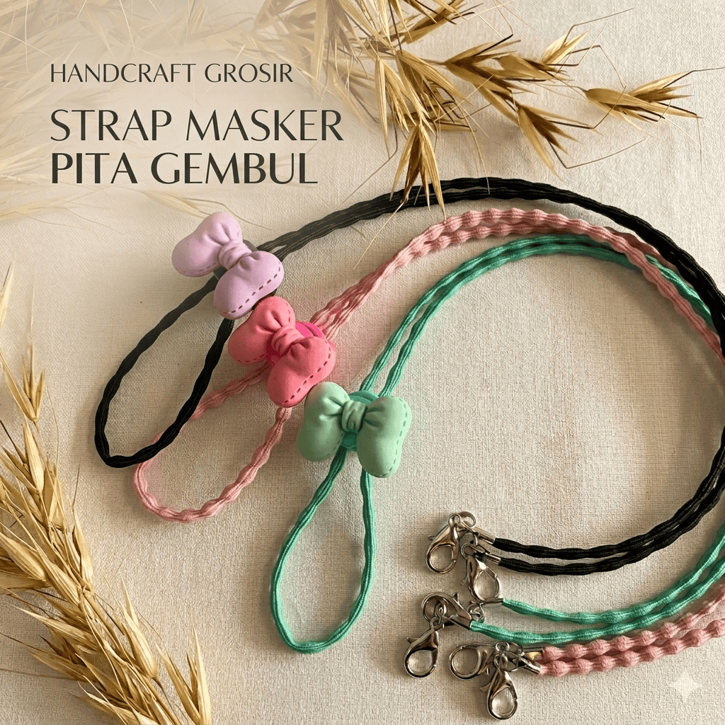 STRAP MASKER PITA GEMBUL/strap masker pita lucu/strap masker murah/konektor masker/tali masker/kalun