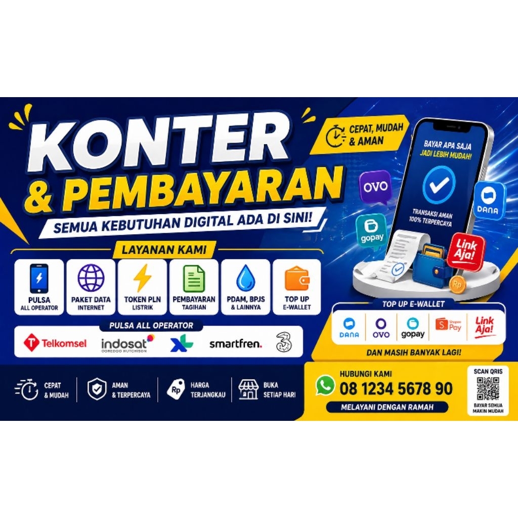 Banner- Spanduk konter pulsa dan transfer