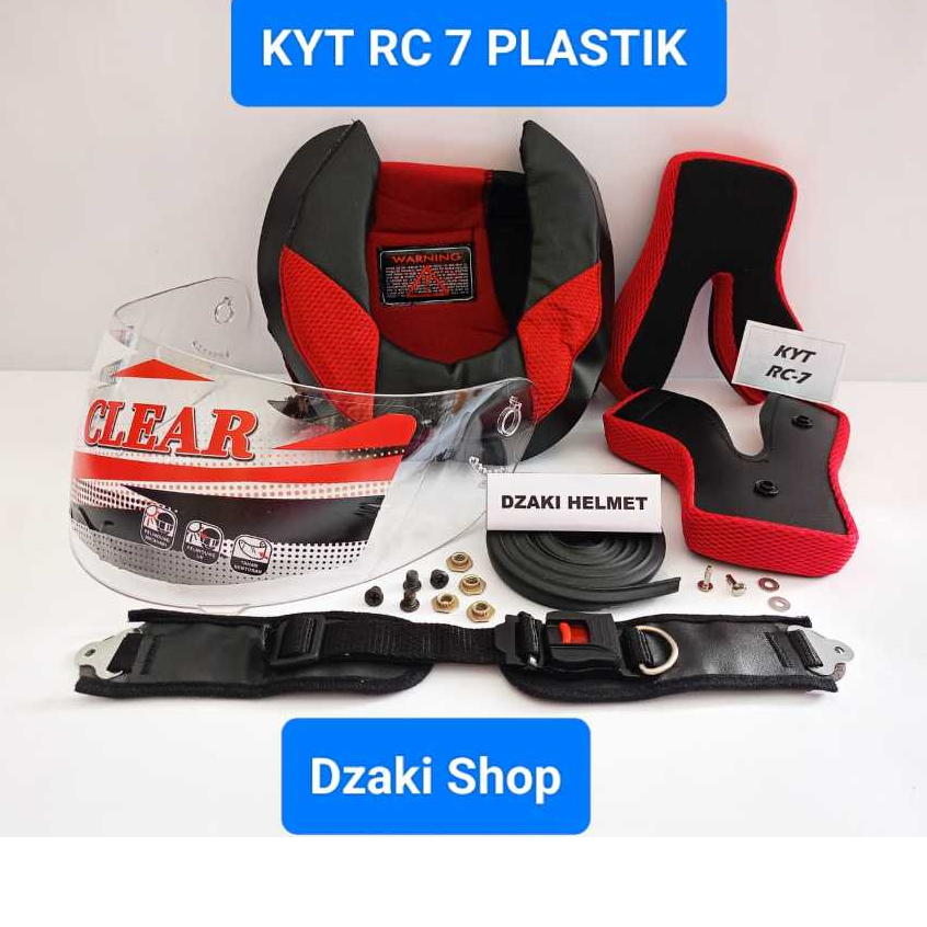 PAKET SPAREPART HELM KYT RC 7, KYT RC7, KYT RC SEVEN Kancing PLASTIK. BUSA HELM + KACA HELM + BAUT R