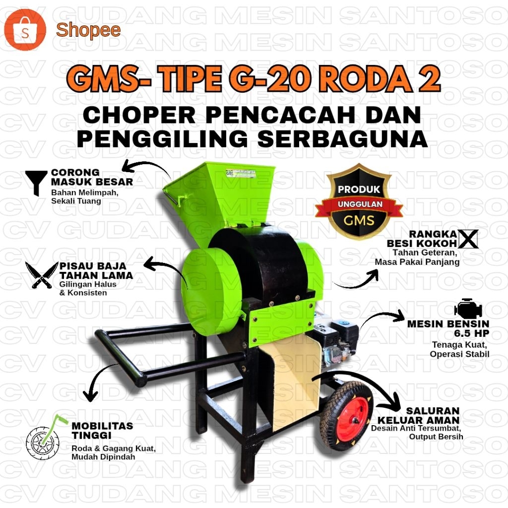 Mesin Choper Pencacah dan Penggiling kompos organik, pupuk, penggiling Sampah, Limbah, pembubur Paka
