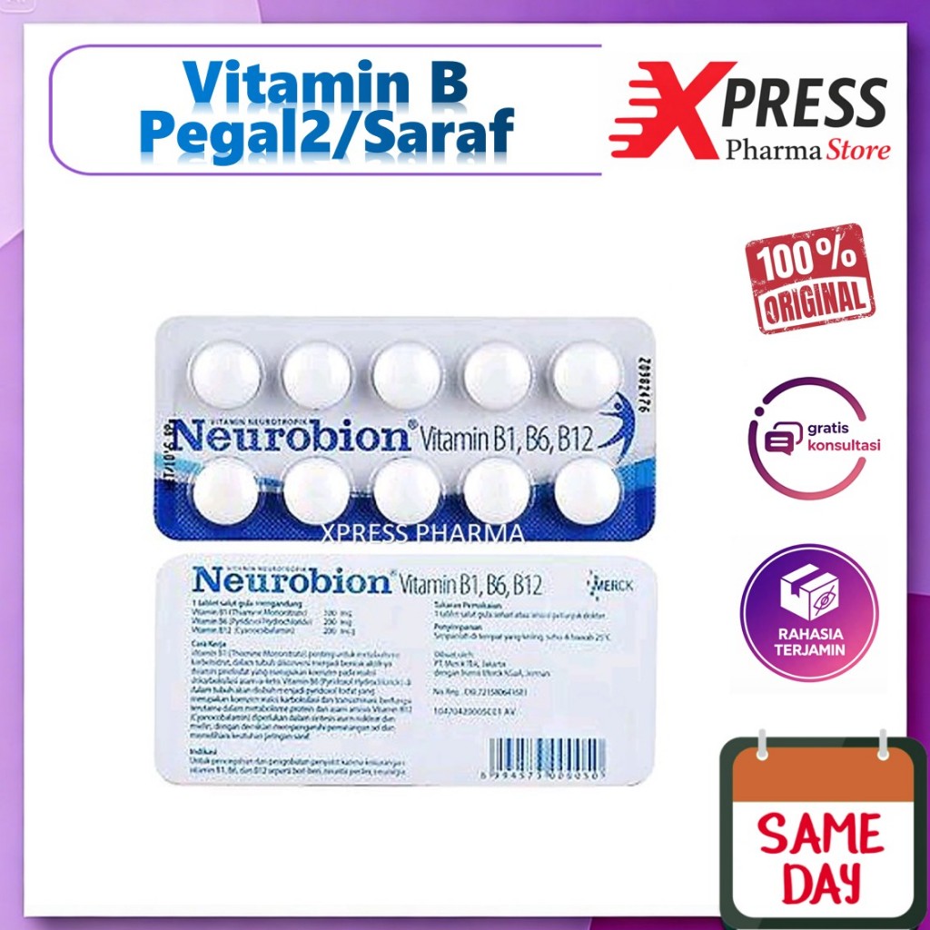 XPRESS  Neurobion Putih STRIP Tablet Biru Pink 5000 Vitamin B Complex Complex Komplex Komplek Bcompl