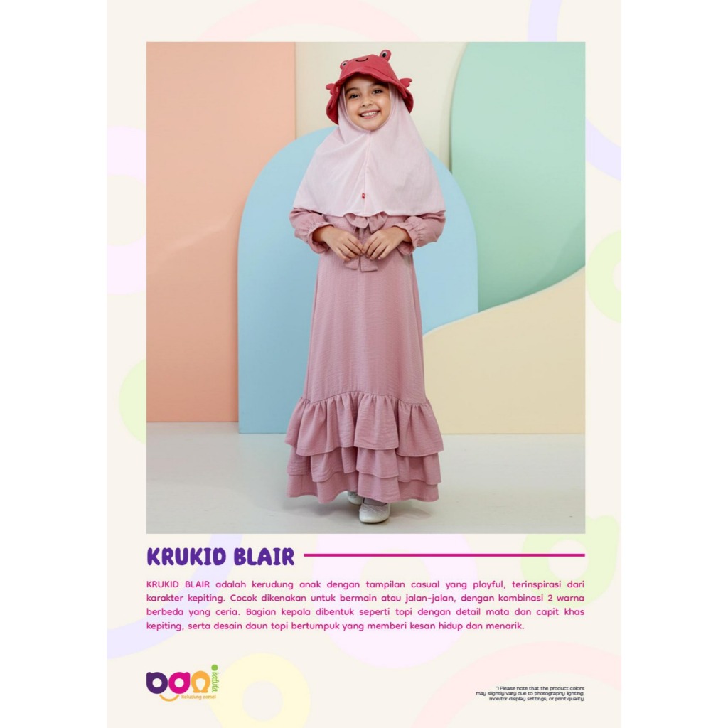 Krukid Blair | Kerudung Topi | Kerudung Topi Anak Terbaru | Kerudung Karakter Hewan | Kerudung Karak