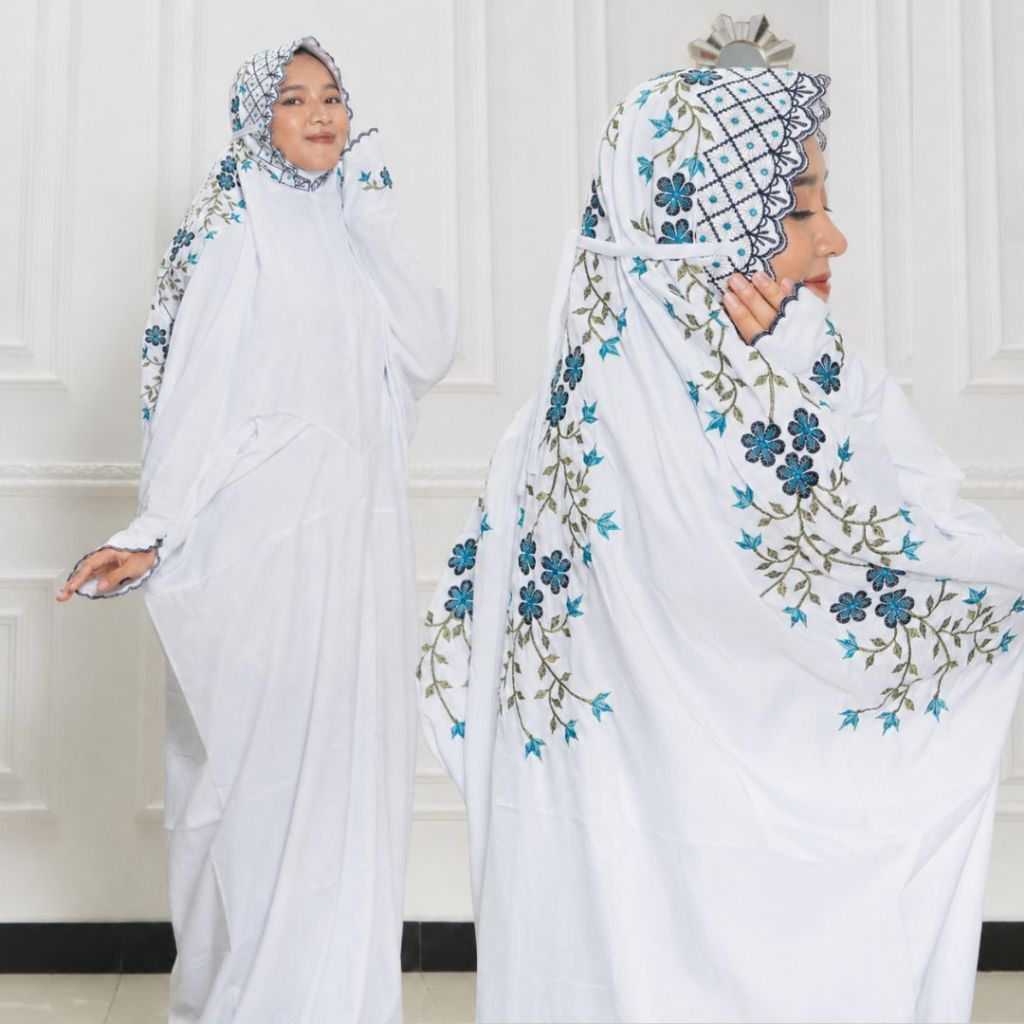 Mukena Terusan Putih Santriwati Pondok Pesantren Katun Mikro