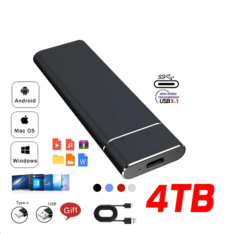 SSD Eksternal 4TB USB 3.0 Type-C ssd laptop PC ssd portable eksternal hp solid state drive