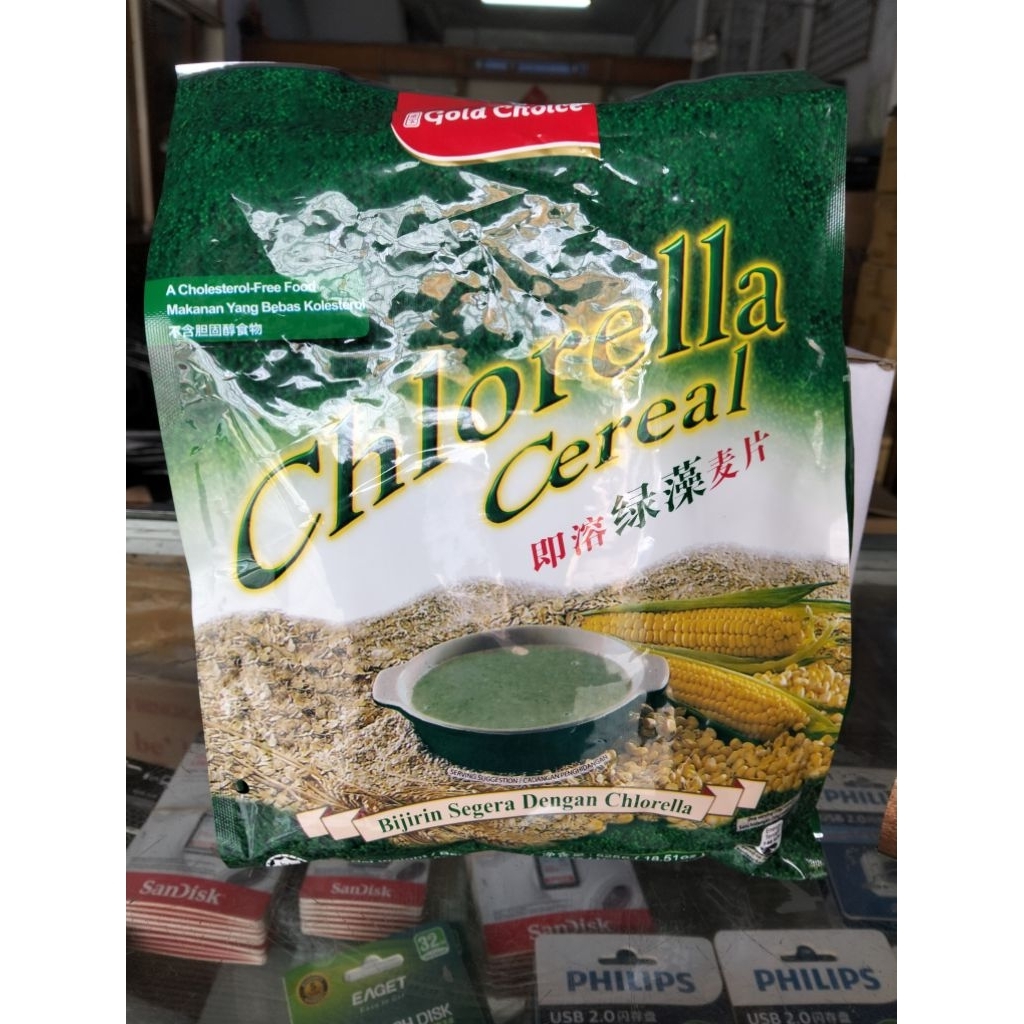 Gold Choice Chlorella Cereal 525g (15 Sachet) - Sereal Gandum Jagung Malaysia Halal