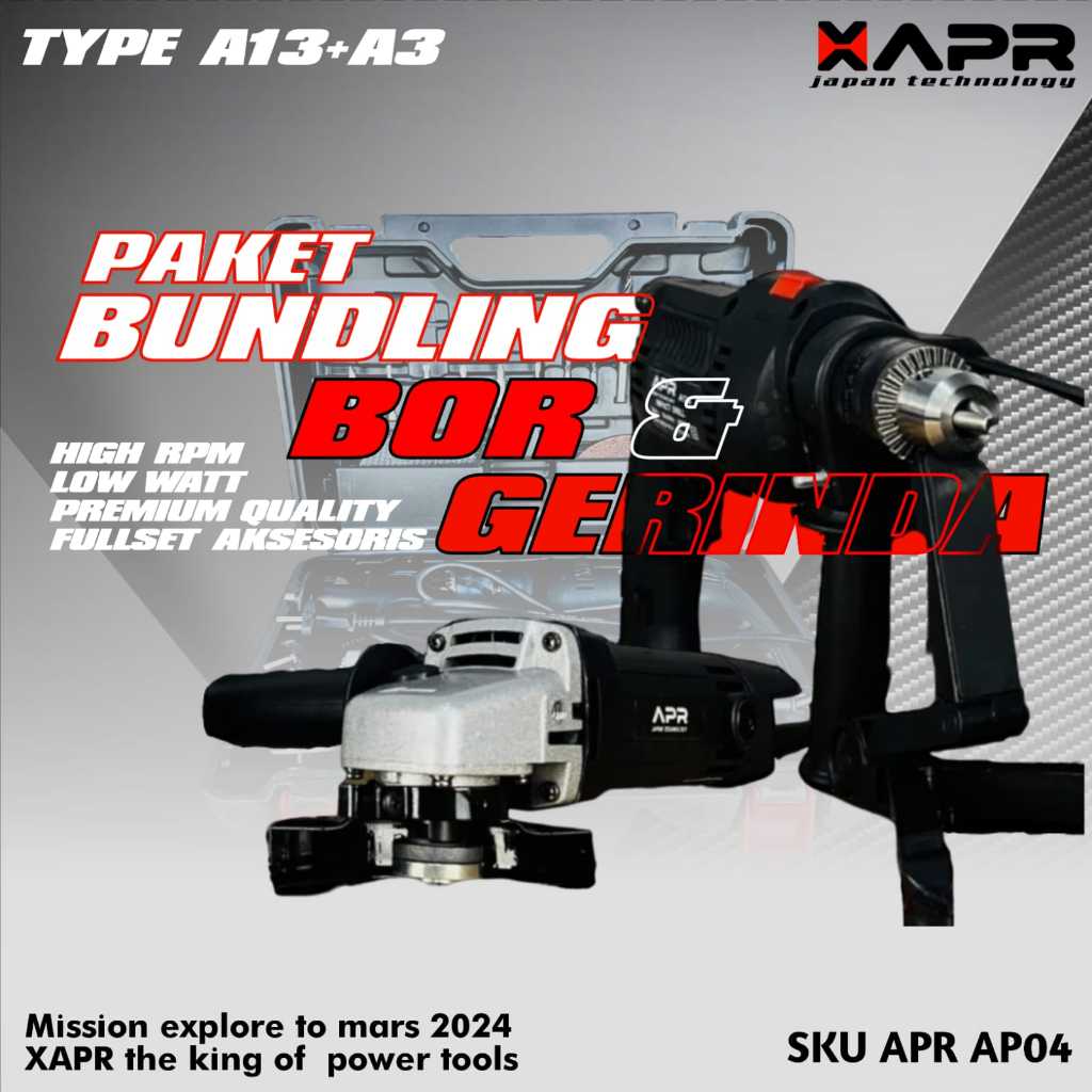 Apr Japan Ap04 Promo Bor Beton 13Mm 13-6 Dan Gerinda A3 Fullset Paket Combo Listrik Building