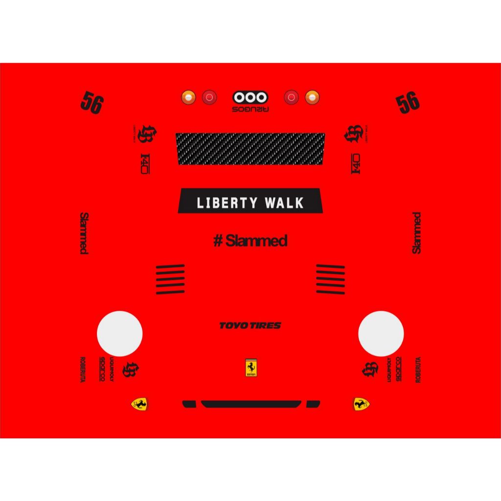 (WHITE TOONER) Waterslide Decal Hotwheels FERRARI F40 LBWK MERAH