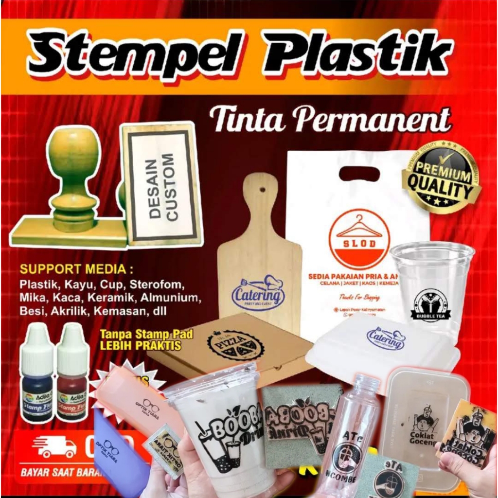 Stempel Cup Gelas Plastik Stempel Cup Plastik Tinta Permanen