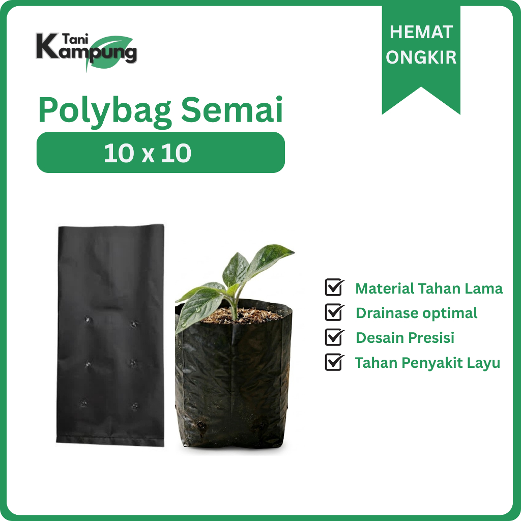 Polybag 8 x10 Hitam Tebal - Media Semai Benih Cabai Tomat Sayuran Tani Kampung