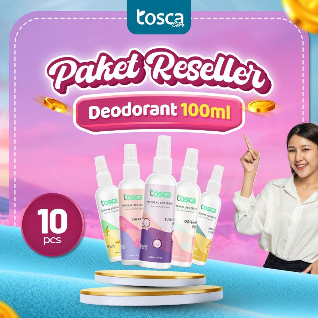 [PAKET RESELLER 10 PCS] GROSIR Tosca Care Natural Deodorant Fresh Natural Series 100ml Anti Bau Keti