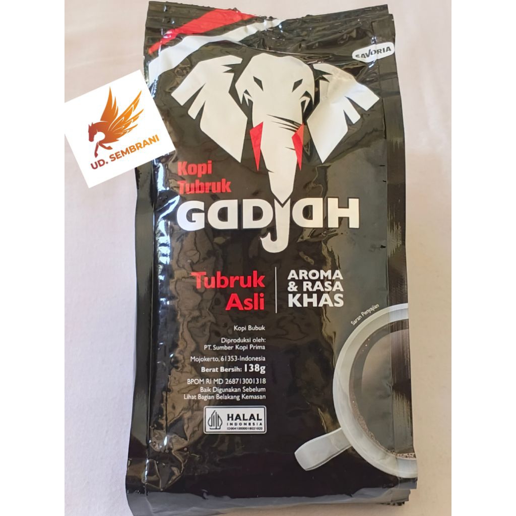 Kopi Tubruk Gajah 138g - Kopi Bubuk Tubruk Asli, Sertifikasi Halal, Desain Kemasan Unik