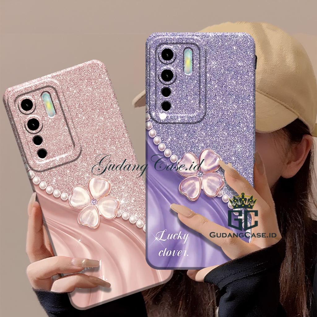 Case Oppo Reno 3 / Oppo A91 Softcase Lentur Procamera Motif Bunga Glitter