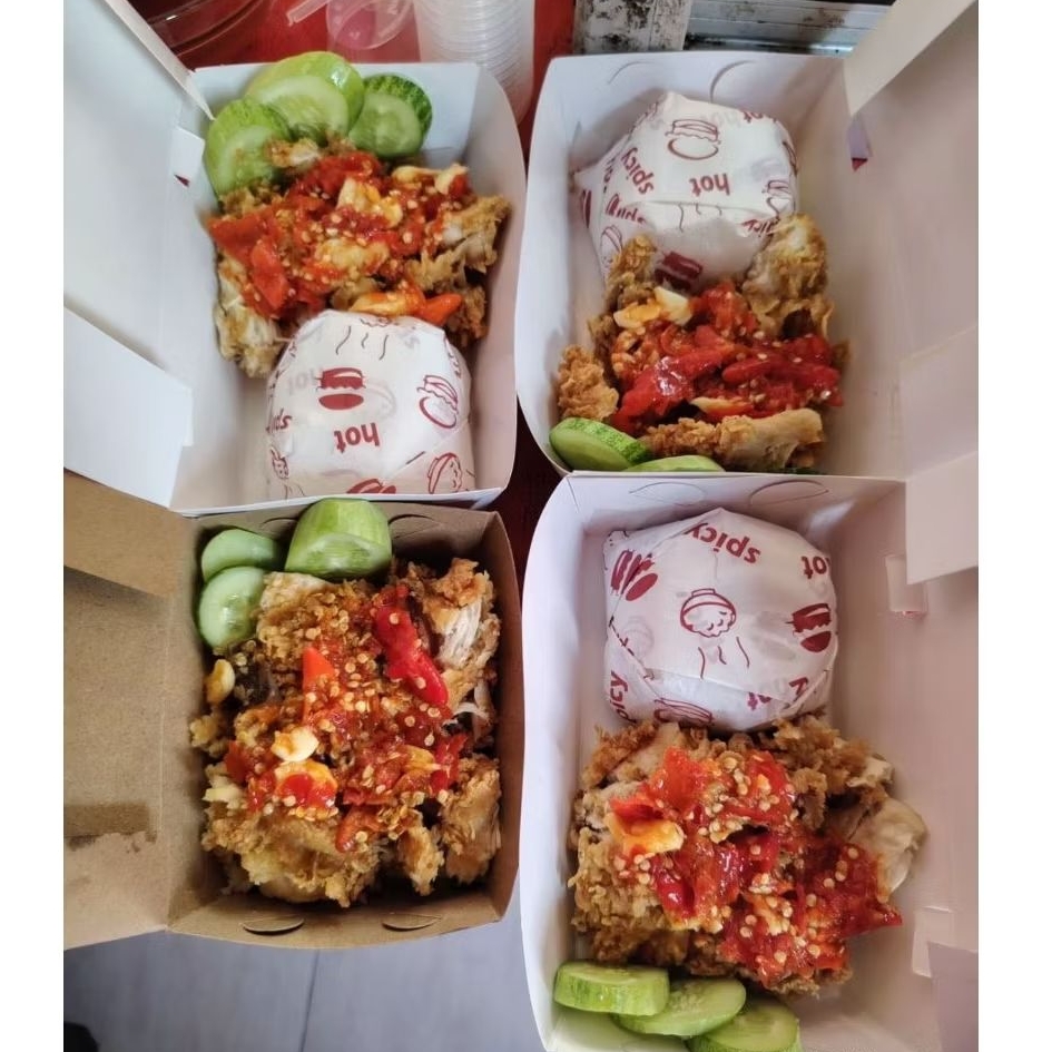 Menu paket murah nasi box/nasi kotak ulang tahun anak,Jumat berkah,Arisan isi Ayam crispy +nasi +lal