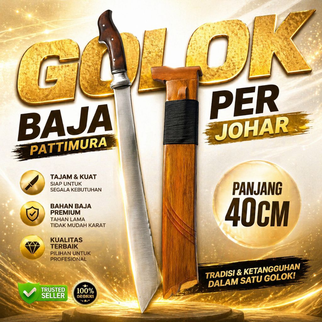 Golok Baja Pattimura 40CM – Super Tajam & Kuat | Anti Karat | Wajib Punya
