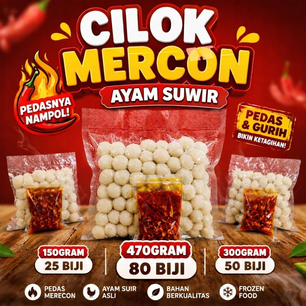 Cilok Mercon Ayam Suir Pedas Nampol