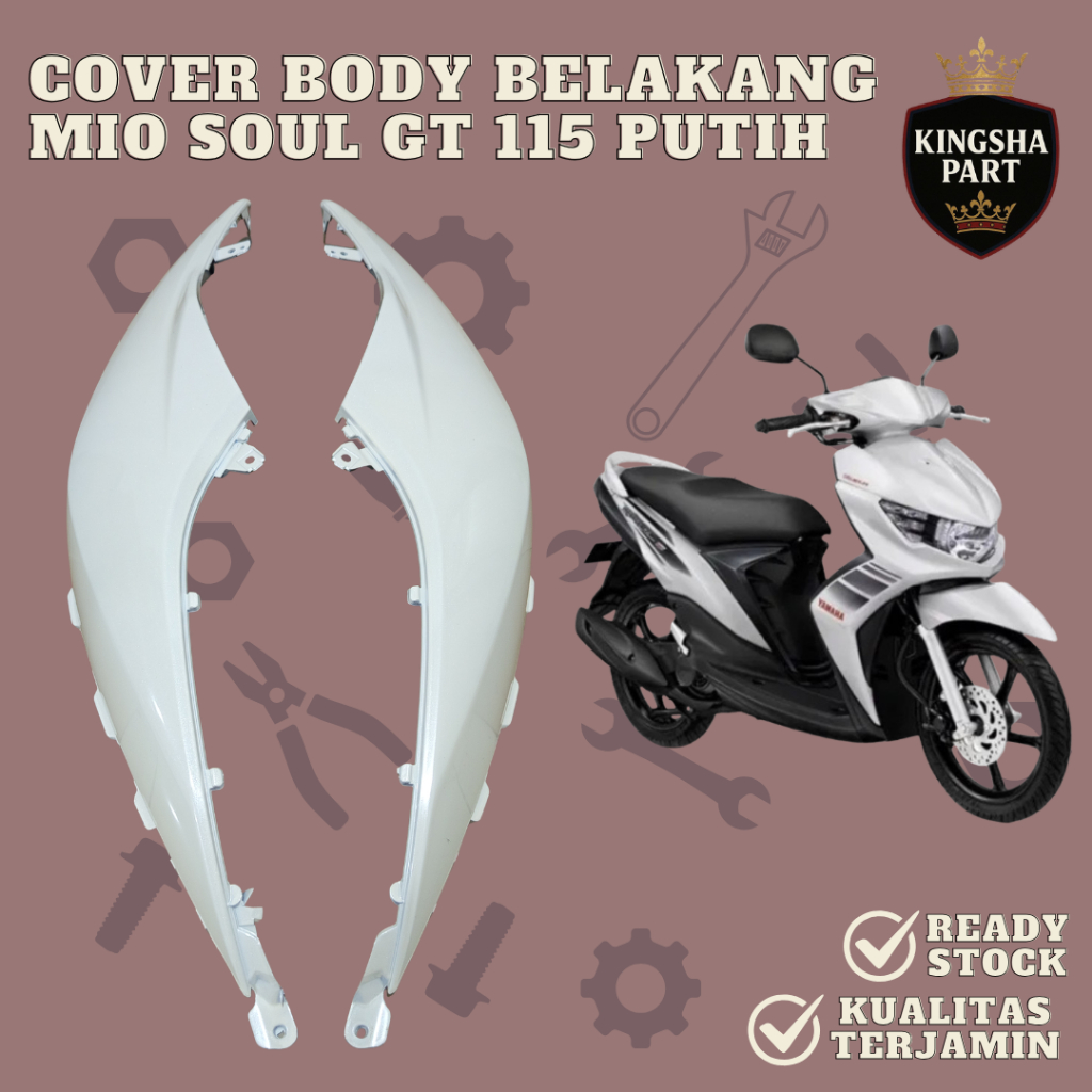 Cover Body Belakang Mio Soul GT 115 Bodi Samping Mio Soul GT PUTIH Tenshi