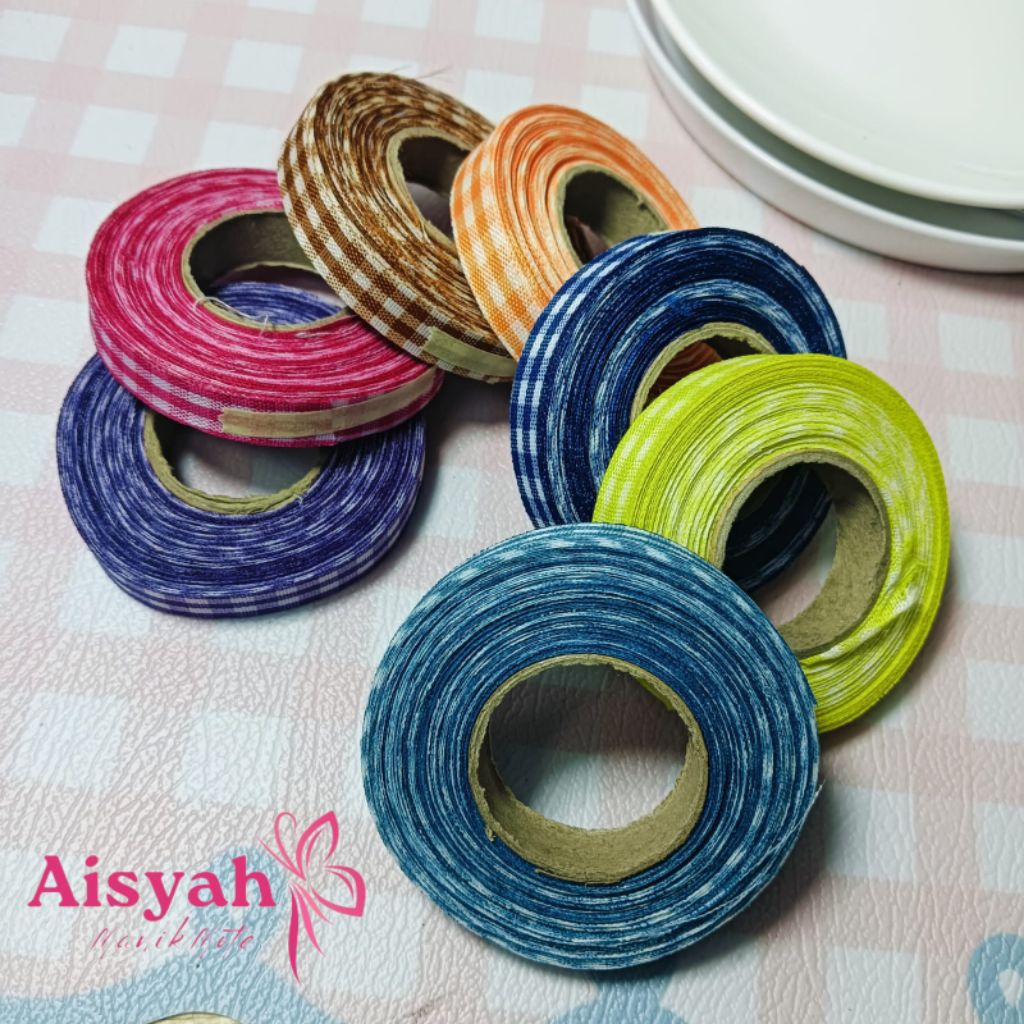 Pita Kain Kotak 1/2 cm - Pita Buket Kado ( 1Roll )