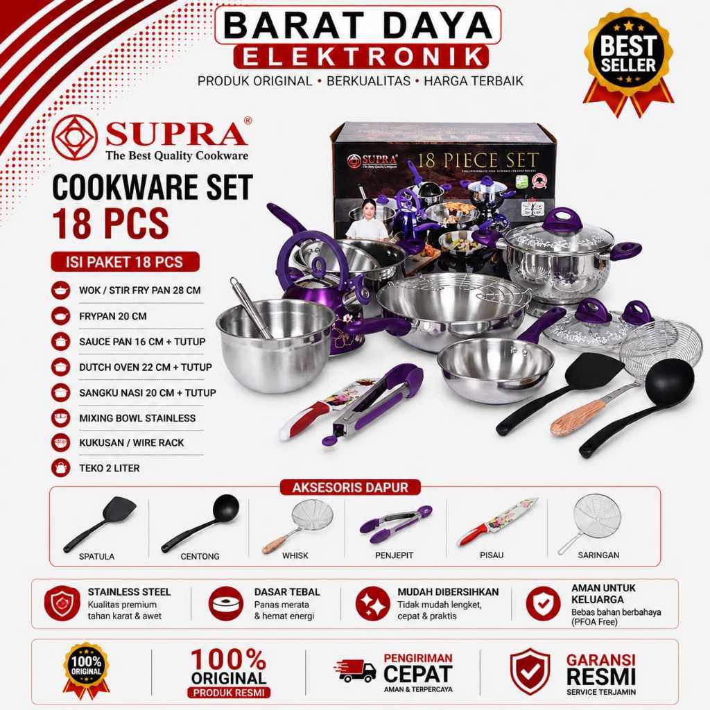 Supra Cookware Set Panci - 18 PCS