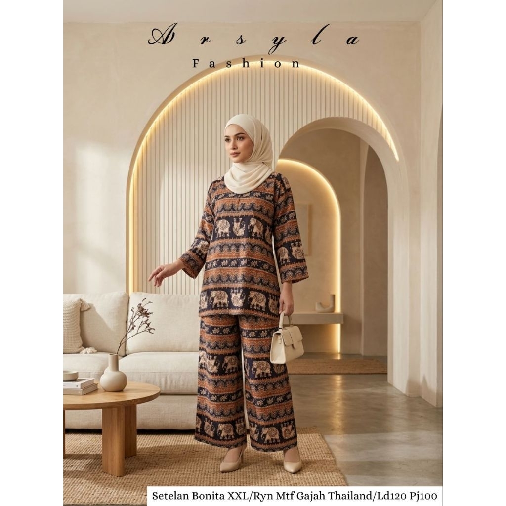 SETELAN/ONESET RAYON FULL MOTIF BONITA SET SIZE JUMBO XXL ARSYLA FASHION