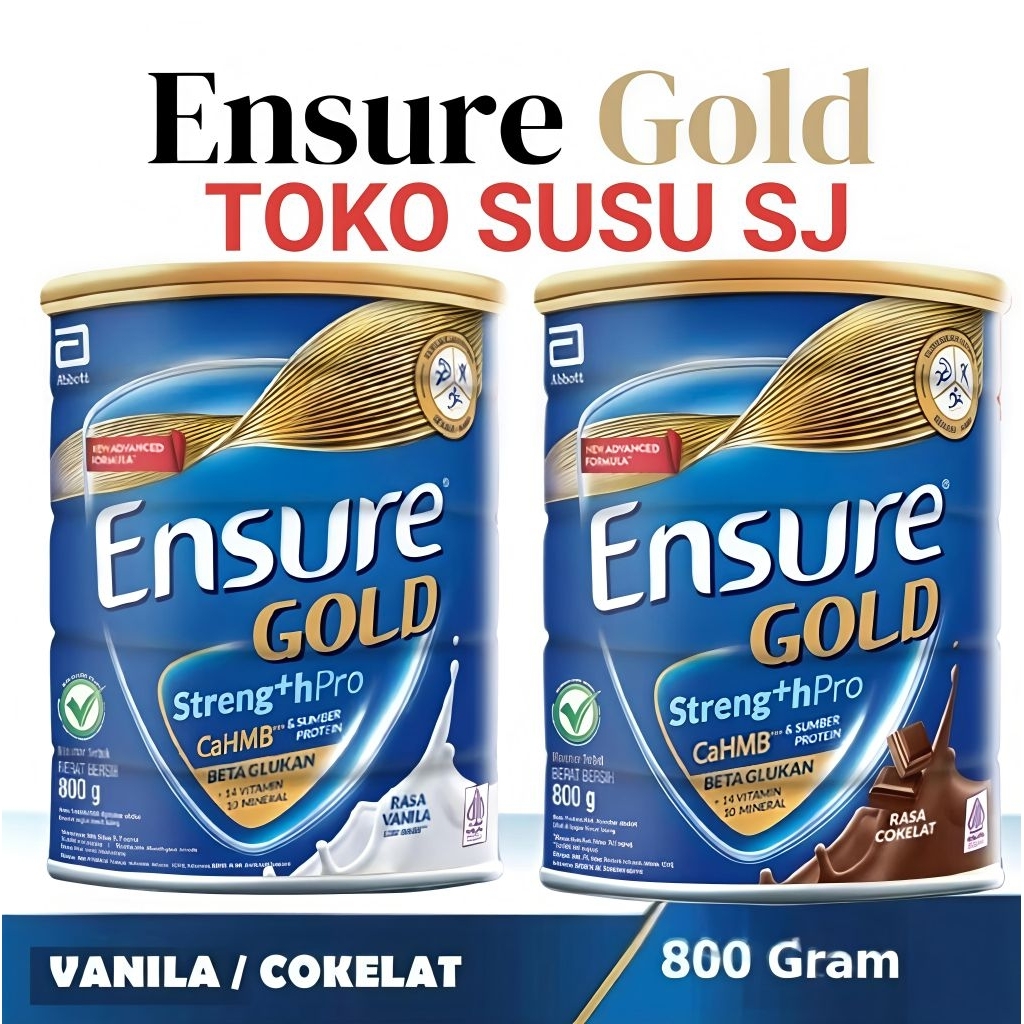 ENSURE GOLD STRENG hpro VANILA COKLAT 800 GRAM/800Gr/susu dewasa/VANILLA/CHOCOLATE/cokelat/dulu 850 