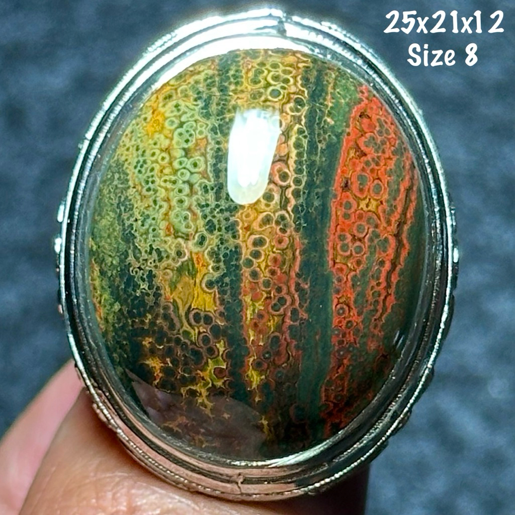 Cincin Batu Akik Natural Pancawarna Nogosui Bloodstone (asli alam)