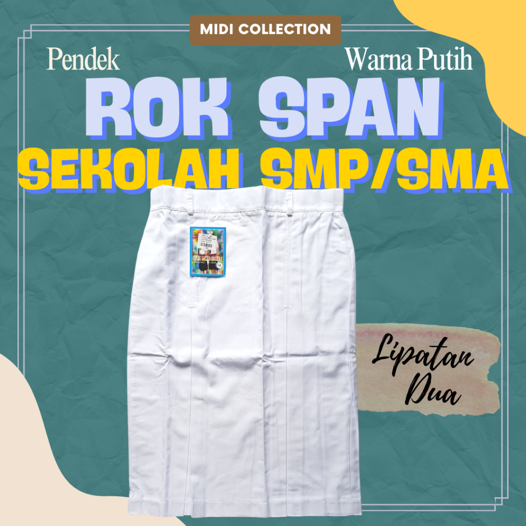 Rok SMP Putih Pendek Rok Sekolah Pendek Lurus Span Seragam SMA CHILDREN