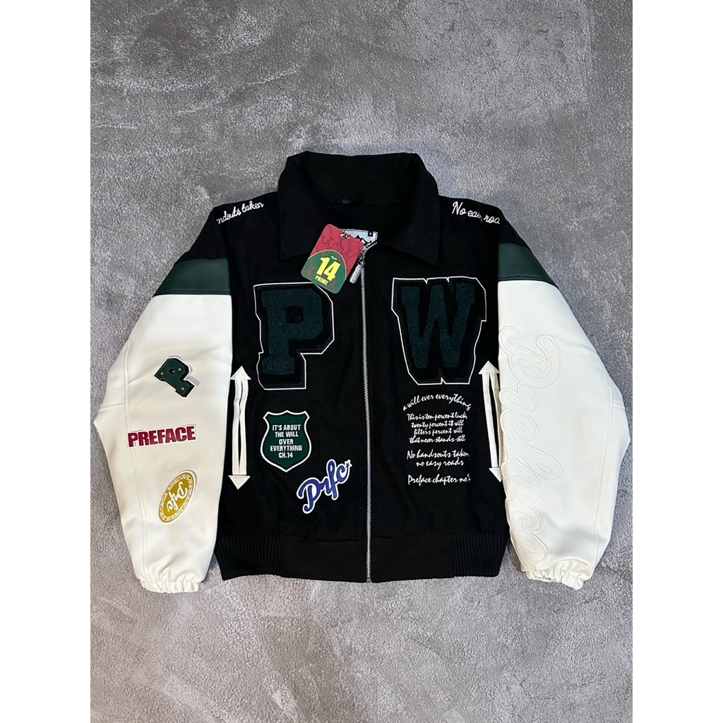 PREFACE Willdriven Varsity Jacket Black