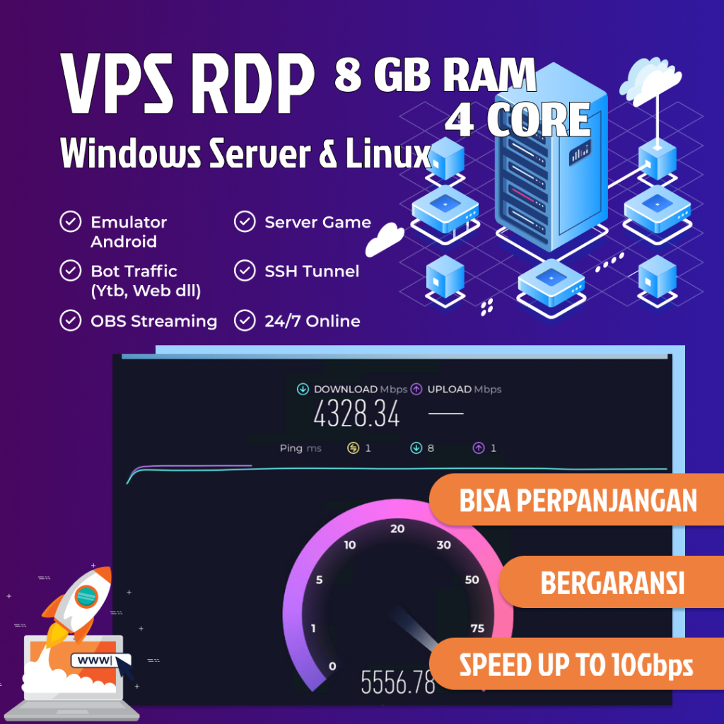 VPS RDP 1 BULAN 25RIBU UNLIMITED UPLOAD DOWNLOAD EMULATOR ROBLOX PIXEL WORLD JAM TAYANG / BOT TELEGR