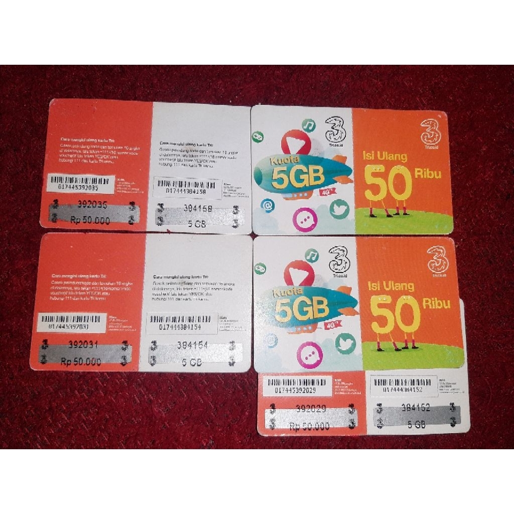 Voucher pulsa Tri 50k dan kuota 5GB