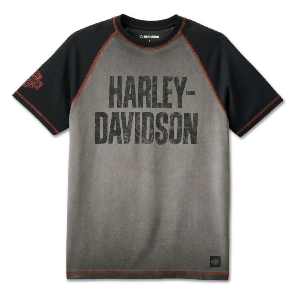 KAOS HARLEY-DAVIDSON MEN'S IRON RAGLAN BAR TEE BLACK TSHIRT HARLEY PRIA ORIGINAL HD GENUINE USA 9918