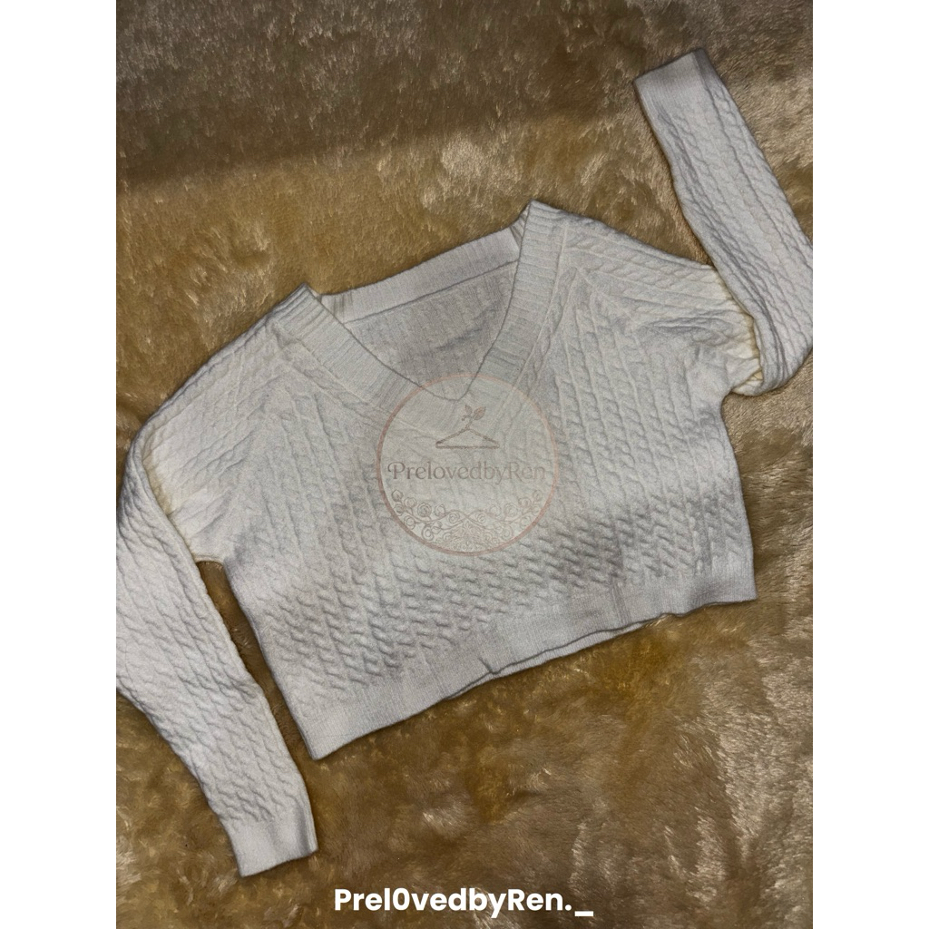 Sweater Rajut Putih Wanita Oversize | Knit Cable Korean Style | Like New