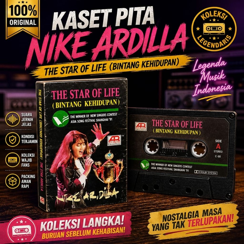 Kaset Pita Indonesia – Nike Ardilla | Barang Jadul Nostalgia | Bisa diputar Di Walkman / Radio / Tap