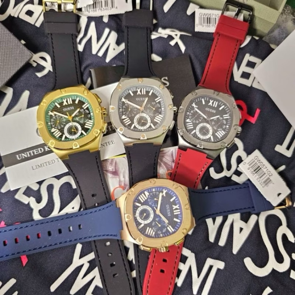 CHRONO ON - Exclusive Jam Tangan Pria Guess 0571 Strap Premium Rubber