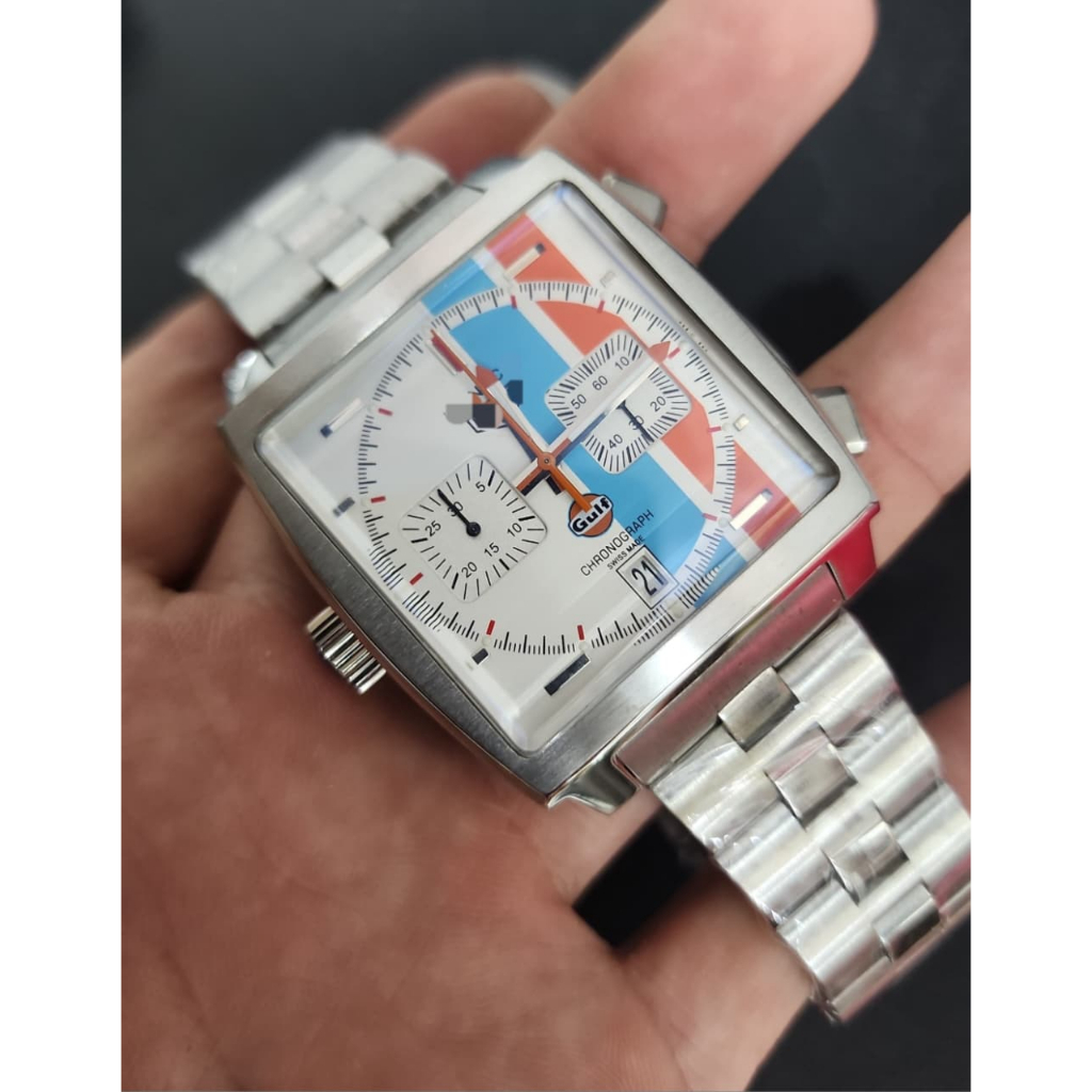 New Jam tangan pria Tag her Monaco Chronograph 39MM steel more colours dial