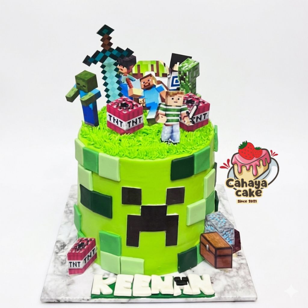 Minecraft Custom Cake / Kue Ulang Tahun Minecraft/ Kue Ultah Anak Laki Laki