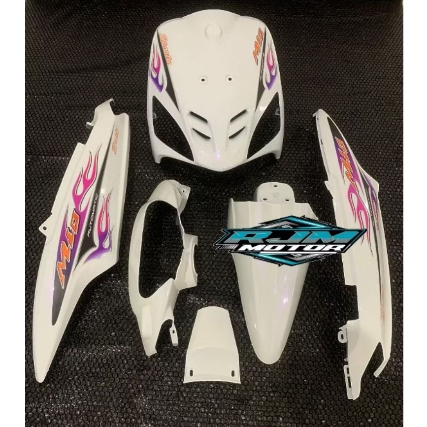 full body halus Mio Sporty warna putih Lembayung ungu/ full body Mio Sporty Plus striping api
