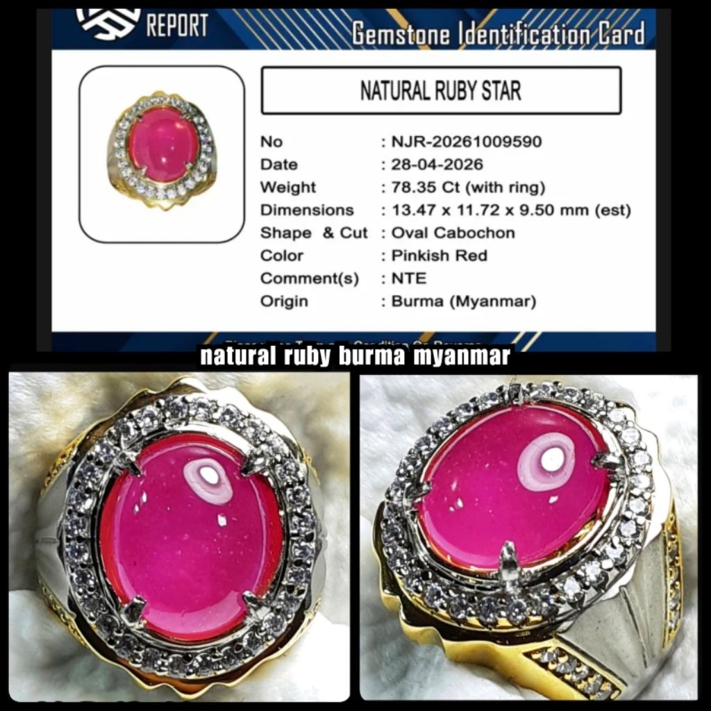 NATURAL STAR RUBY DELIMA HQ ( ASLI BURMA )