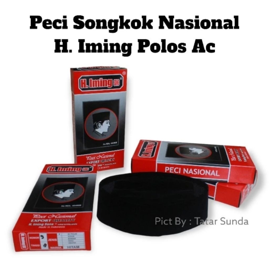 Peci Kopiah Songkok Hitam Polos Bludru Halus AC Merk H. Iming Ukuran Anak Dan Dewasa