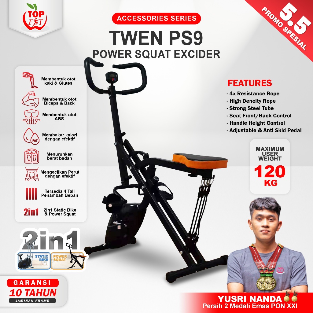 Power Squat Rider  TWEN PS8 PS9 - Power Squat Sports Equipment - Power Home Squat - Alat Olahraga