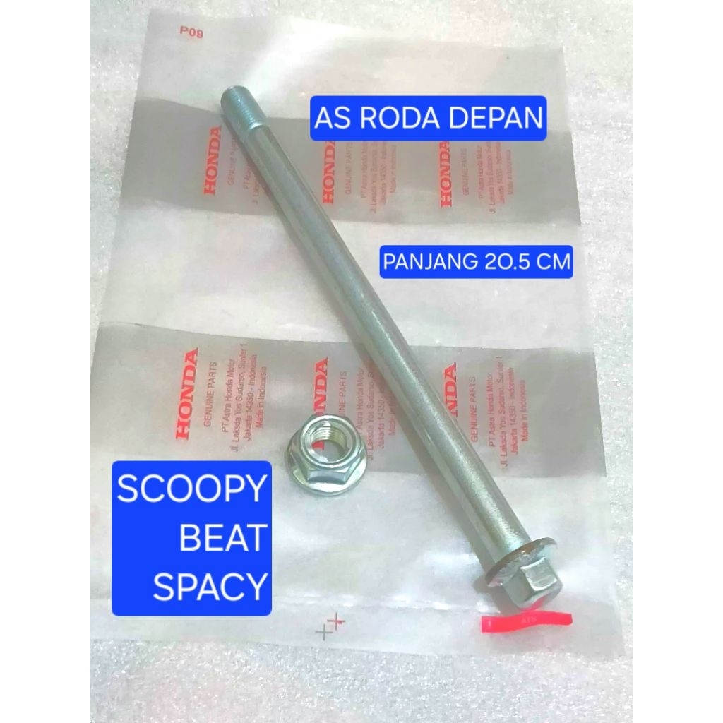 as mur baut roda depan panjang 20.5 cm honda scoopy beat spacy genio