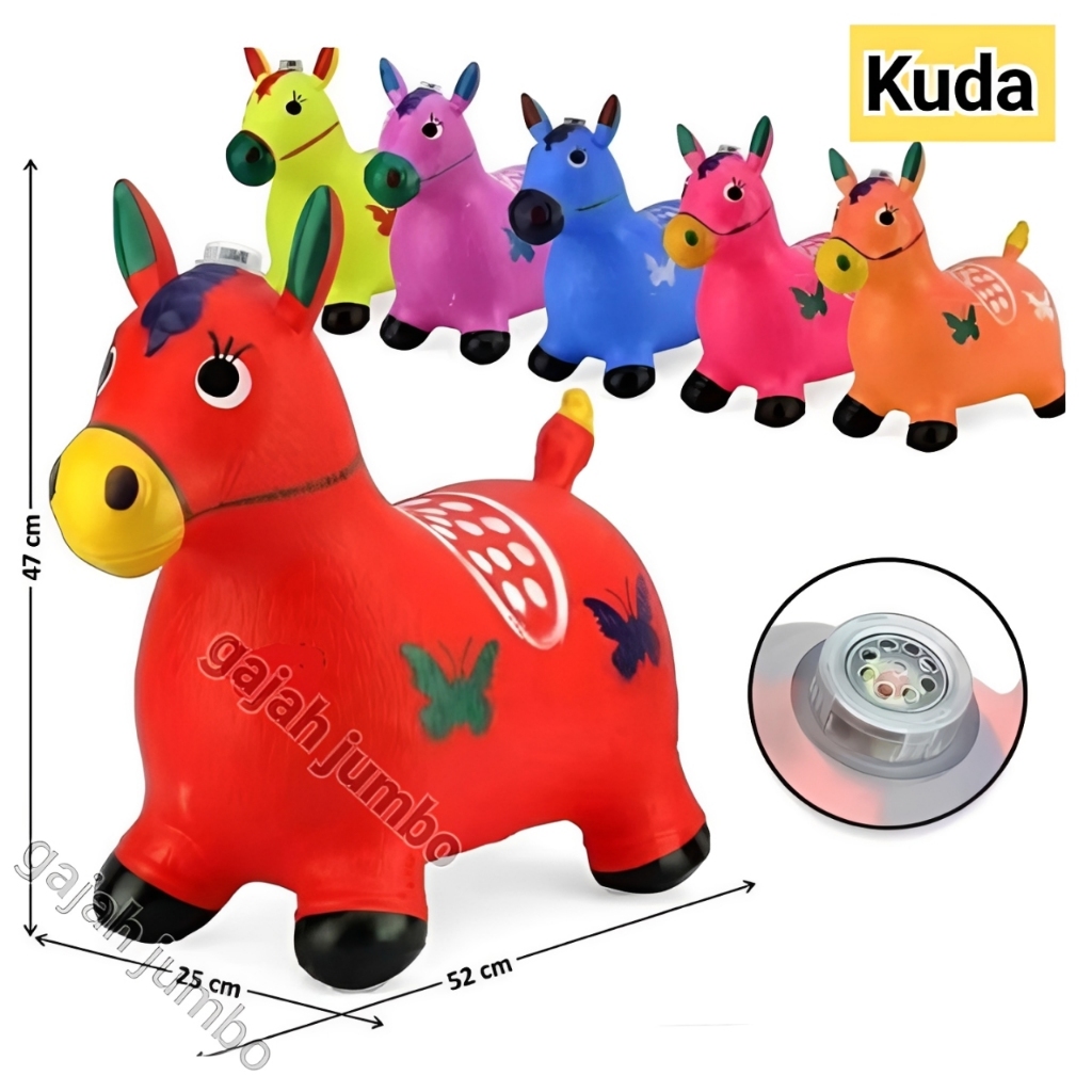 Mainan Anak Jumping Animal Hewan Karet Kuda Tunggang Unicorn Kuda2an Kuda Kudaan