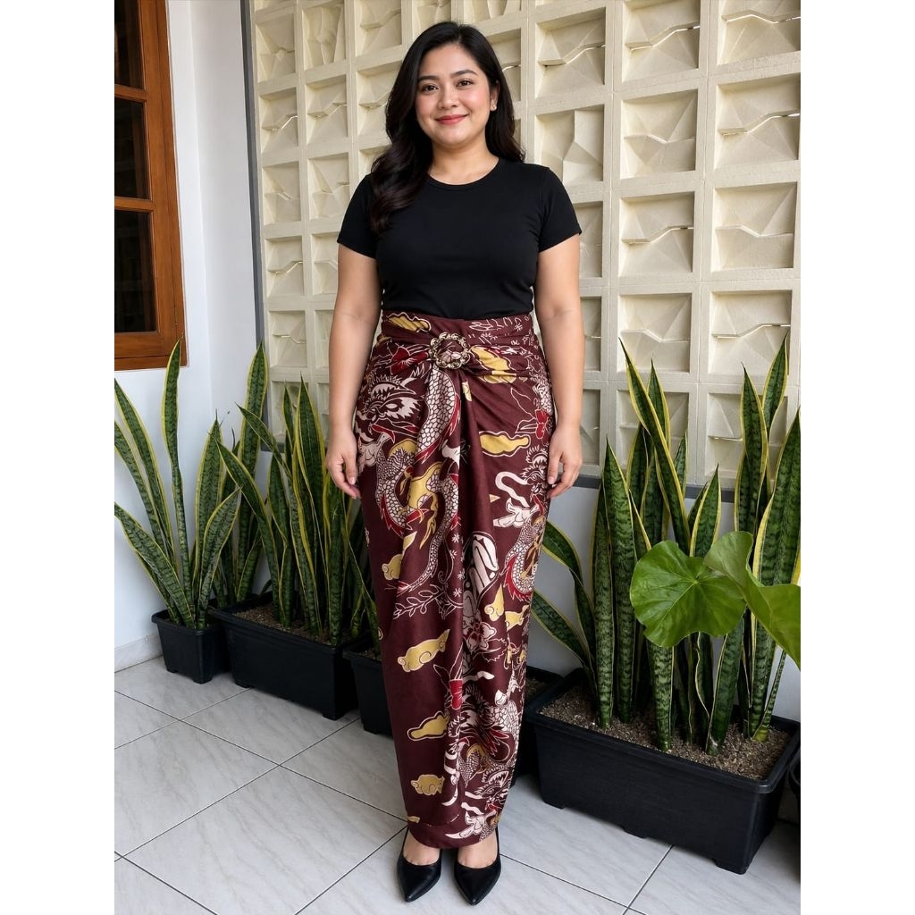 Rok Lilit Jumbo Panjang 140CM/Kain Motif Batik/Rok Lilit Free Gesper/Kamen Lilit