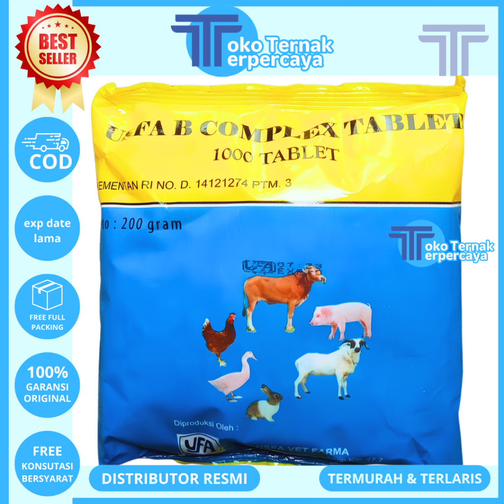 USFA B COMPLEX TABLET - Vitamin B Komplek Untuk Pertumbuhan & Nafsu Makan Sapi Kambing Ayam Babi