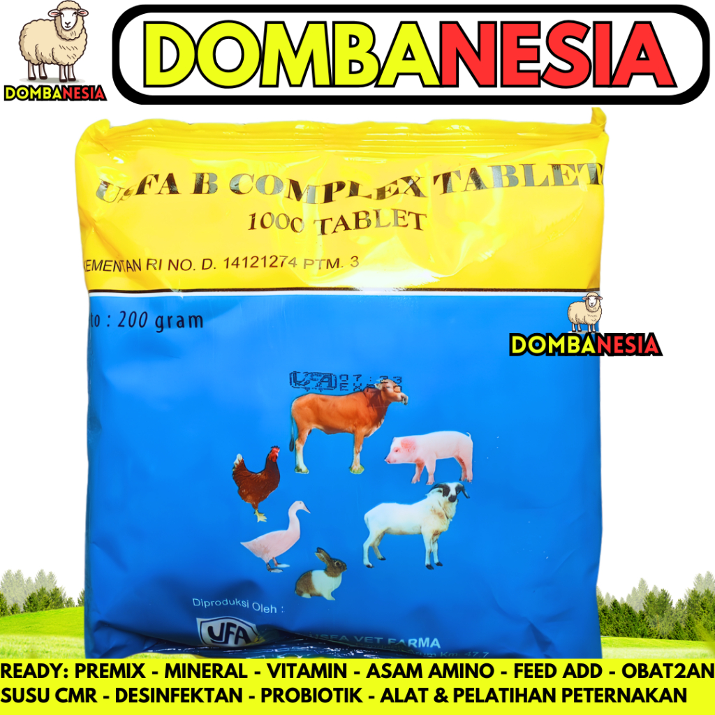 USFA B COMPLEX TABLET - Vitamin B Komplek Untuk Pertumbuhan & Nafsu Makan Sapi Kambing Ayam Babi