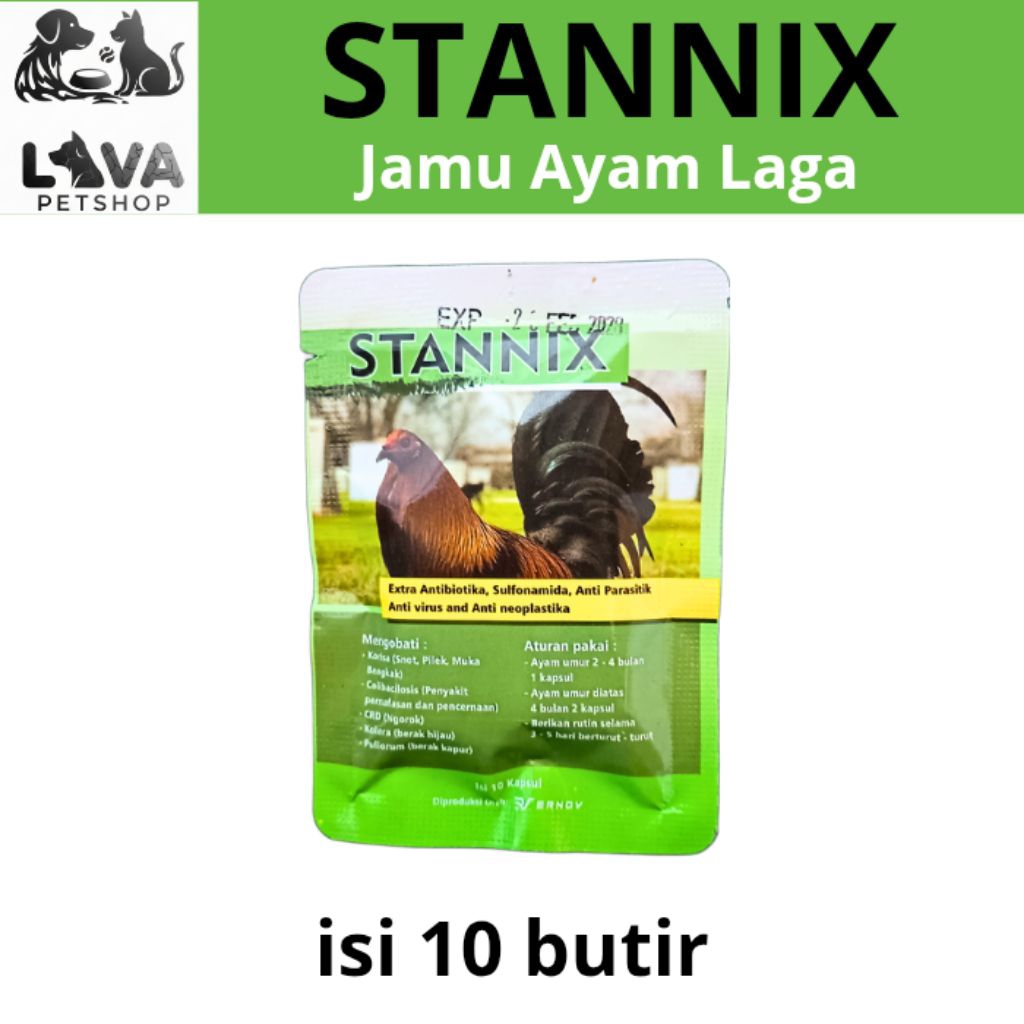 Obat Ayam Sakit STANNIX Kapsul Ampuh Mengobati Snot Pilek Ngorok CRD Berak Hijau & Kapur - Isi 10 Ka