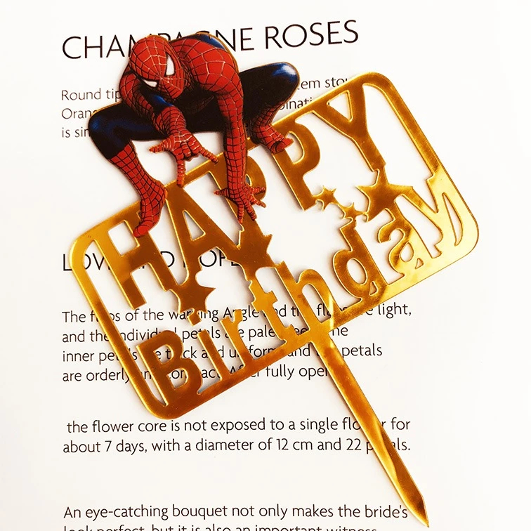 topper cake Akrilik Happy Birthday Spiderman Murah / Topper Akrilik Spiderman