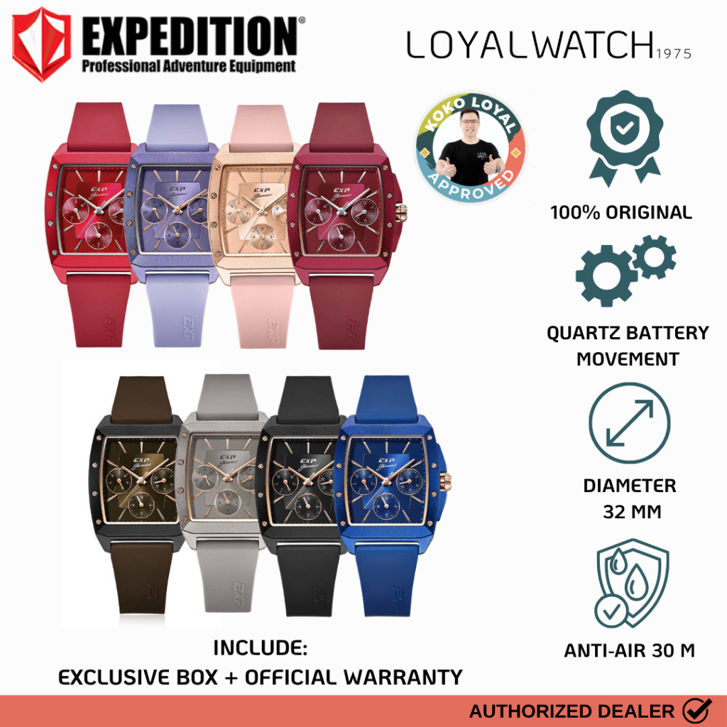 Jam Tangan Expedition Glamour Wanita E-6636 BF Rubber Original Garansi Resmi