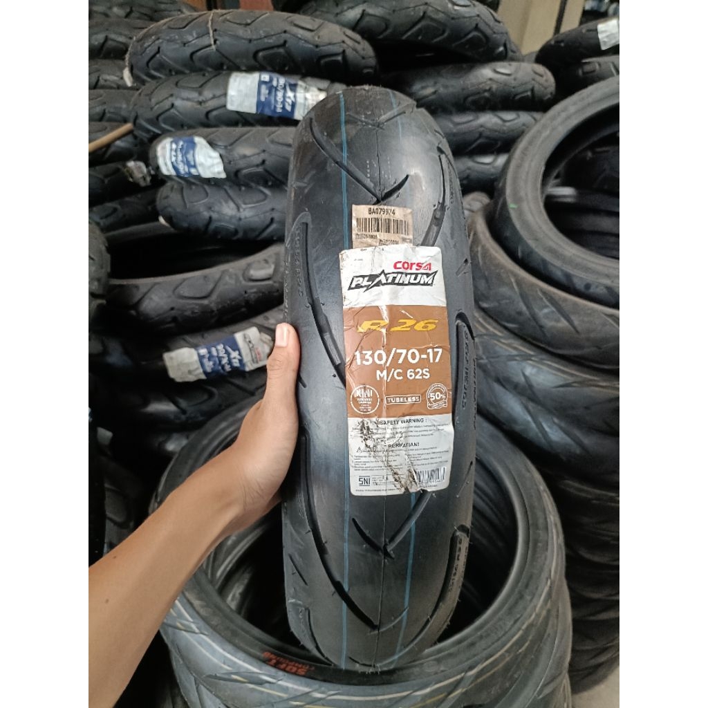 BAN CORSA PLATINUM R26 130/70-17 TUBELESS BARU EMPUK TIDAK LICIN 130 70 RING 17 TAHUN PEMBUATAN 2025