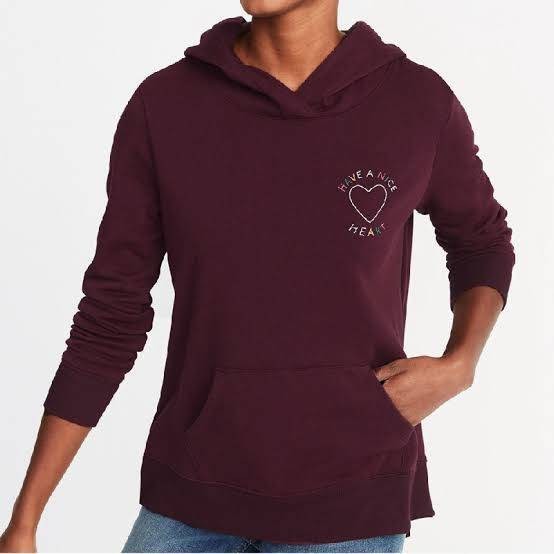 Pabrik branded CUCI GUDANG QldN@vy relaxed hoodie wanita XL BIG SIZE merah marun red maroon katun sw