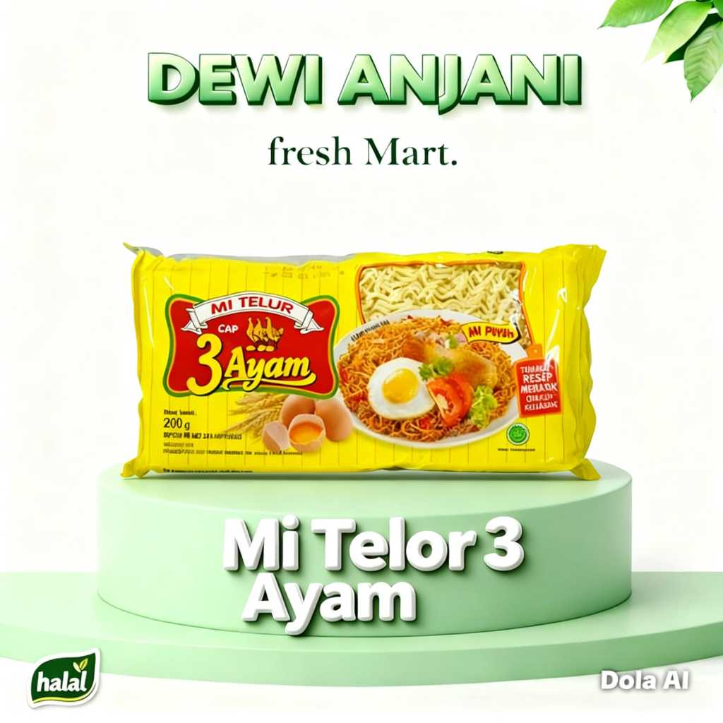 Mie Telur Bulat Cap 3 Ayam 200gr / MIE TELOR
